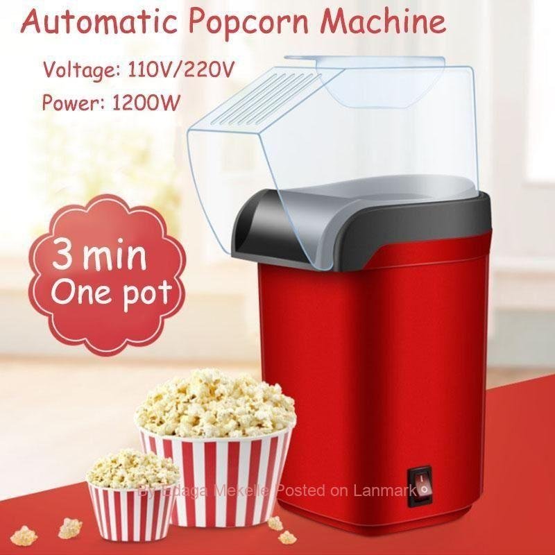 ያለ ዘይት የሚሰራ የፈንድሻ ማፍክያ automatic mini electric popcorn maker