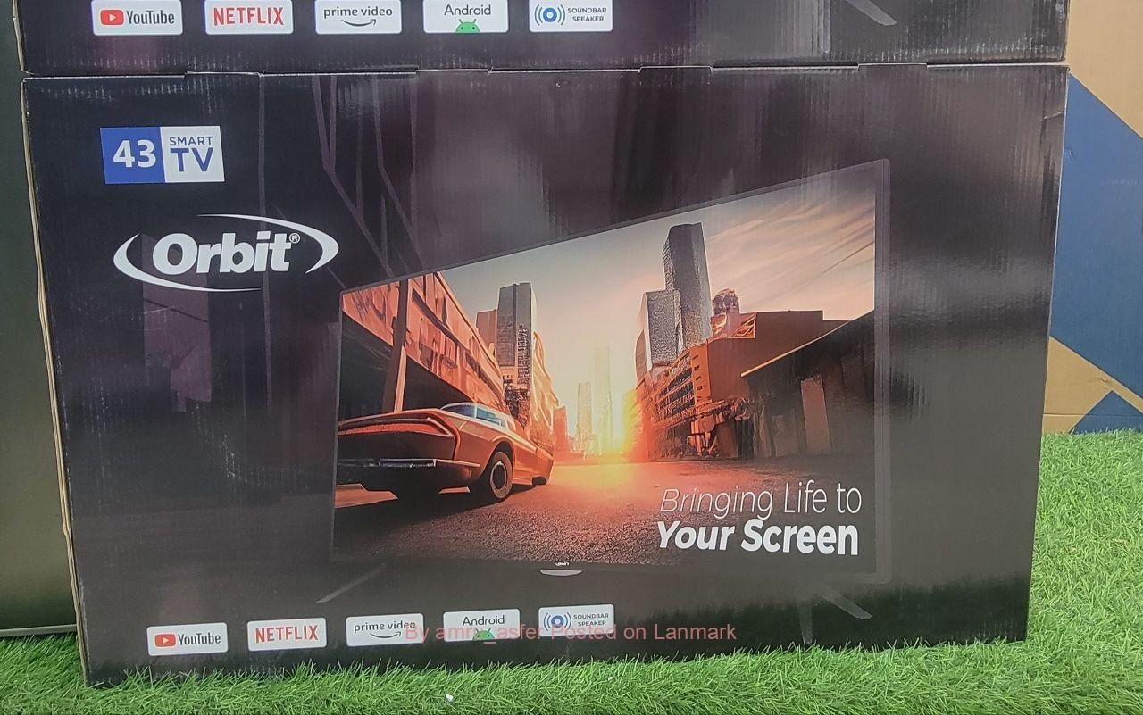 Orbit tv 43 inch smart android suoble glass real 4k