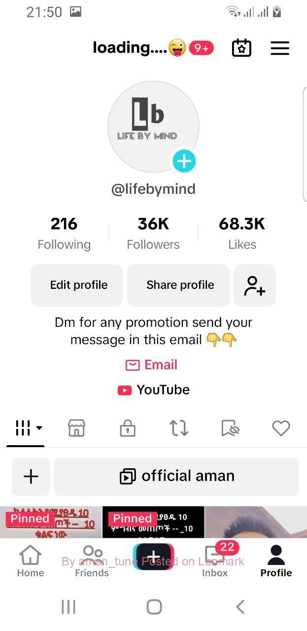 Tiktok account 36k and YouTube channel