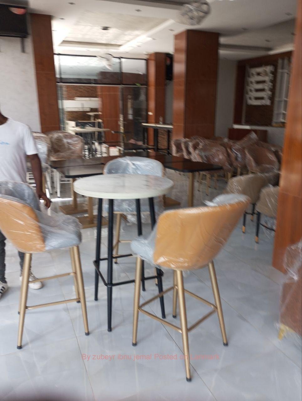 QUALITY LEATHER with metal legs Chairs and table