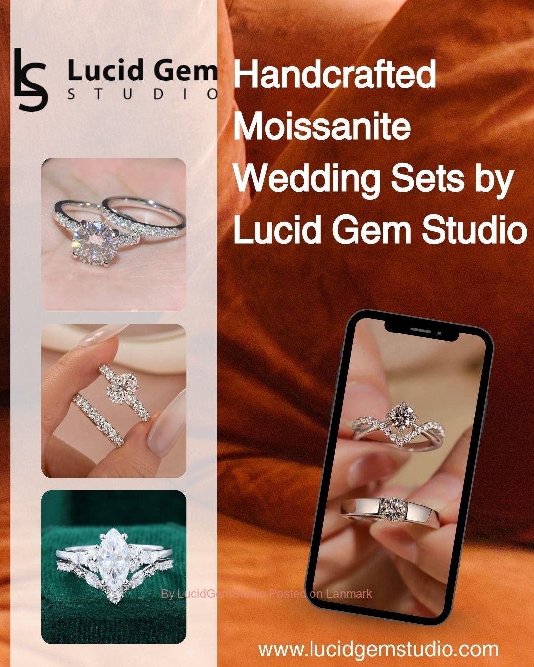 Handcrafted Moissanite Wedding Sets by Lucid Gem Studio