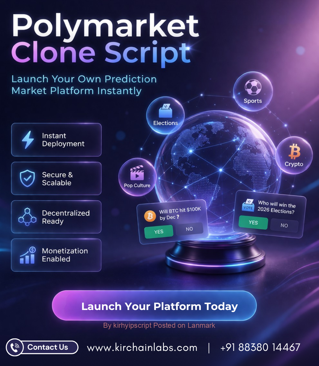 Polymarket Clone Script Enabling Decentralized, Data-Driven Prediction Markets