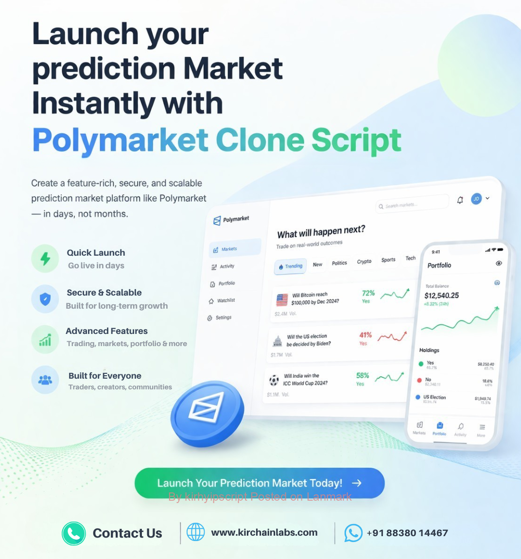 White-Label Polymarket Clone Script – Launch Your Branded Prediction Market Instantly